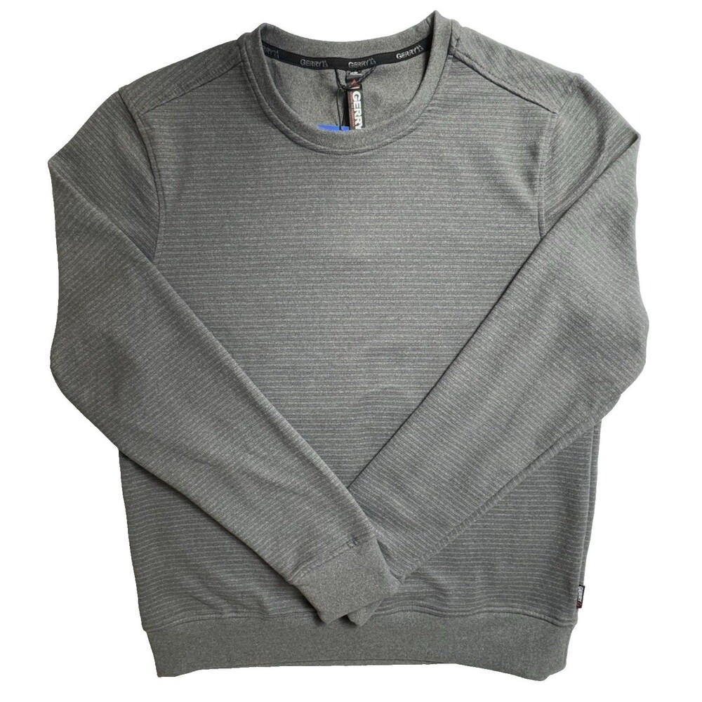 Gerry Mens Size Medium Gray Stretch Fleece Crew Pullover Shirt Sweater